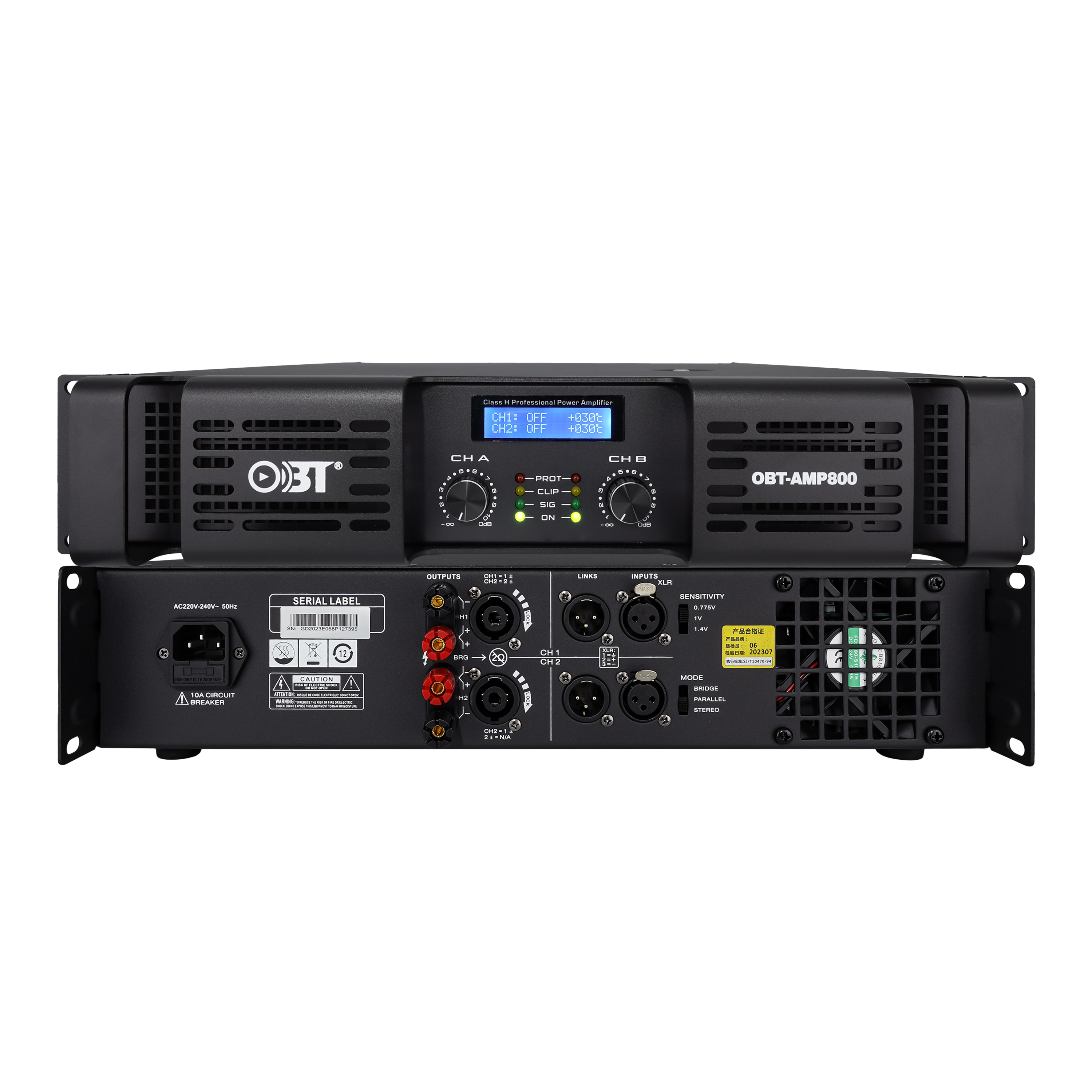 F系列H類(lèi)雙通道模擬功放 OBT-AMP800