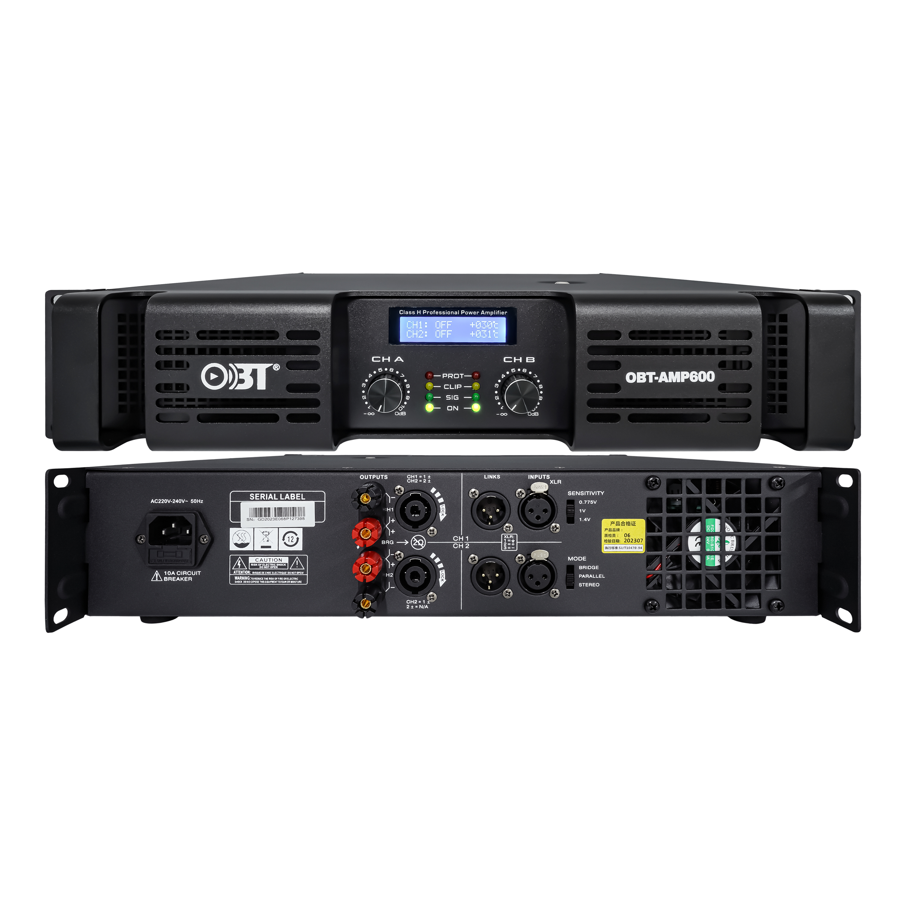 F系列H類(lèi)雙通道模擬功放 OBT-AMP600